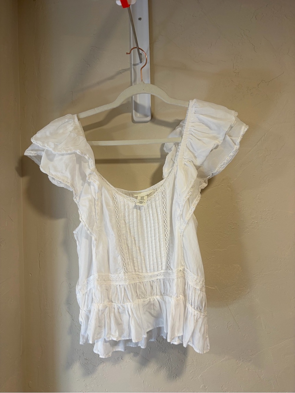 H&M White Ruffle Lace Trim Blouse - Picture 2 of 5